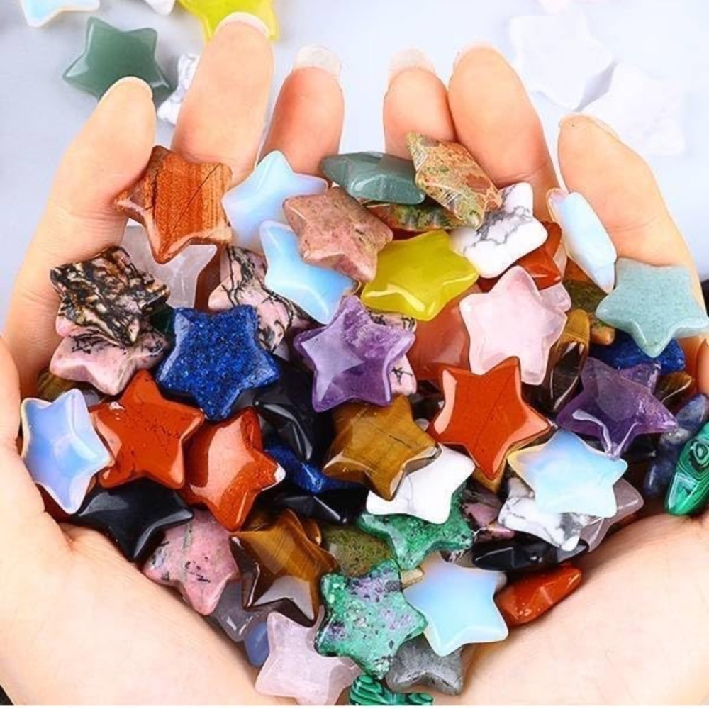 Mini Star Shaped Crystals Rainbow Colored 10pc